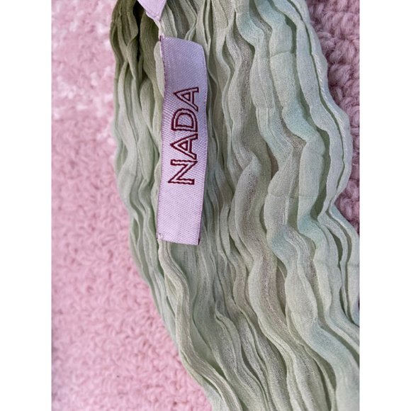 NADA White Blue Green Gauze Crinkle Scarf - Picture 5 of 6